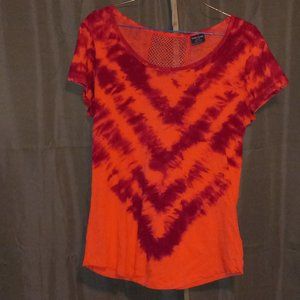 Tie Dye T Shirt Orange and Purple Design